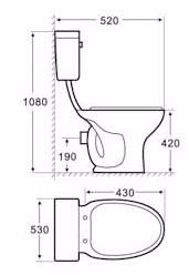 Skirted Jacuzzi Two Piece Toilets Top Flush Hanging Wc Split Toilet