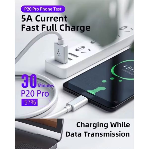 High Quality 1M 2M 5A Fast Charging USB to Type C Data Charger Cable for Huawei Android Phone