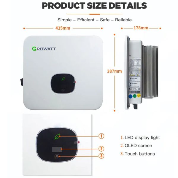 Growatt 3KW 4KW 5KW 6KW 7KW 8KW 9KW 10KW Inverter MOD 3000-10000 TL3-XH Hybrid Three Phase Solar Power Inverter