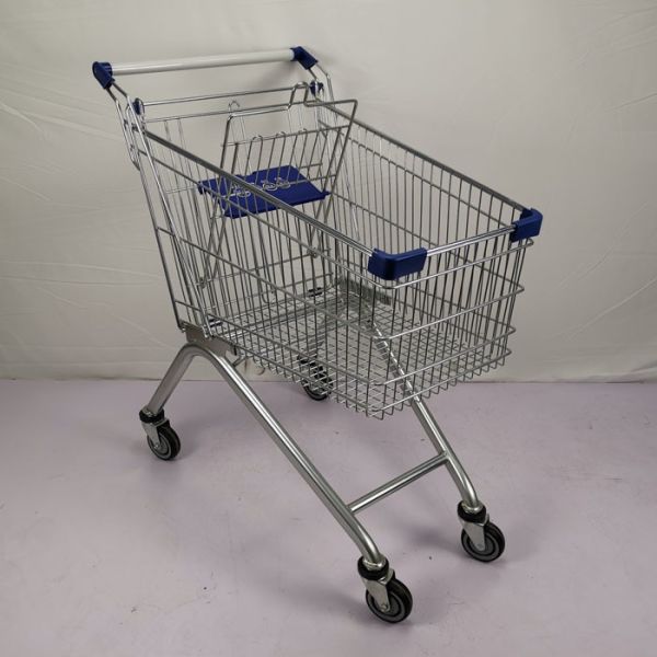 125L Zinc Powder Coating Metal Shopping Trolley Supermarket Shopping Cart