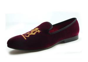 Cheap Lion Embroidered Mens Velvet Loafers Handmade Mens Black Velvet Slippers For Wedding wholesale