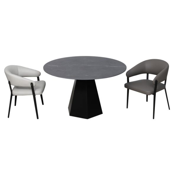 1200*720mm Size Modern Circle Dining Table High Durability Modern Black Round Dining Table