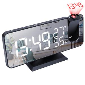 China Square Projection Alarm Clock With Radio LED Display Temperature Humidity Electronic on sale