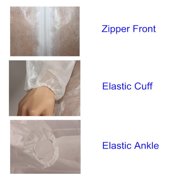 Waterproof Disposable Protective Coveralls With PP+PE Microporous Material