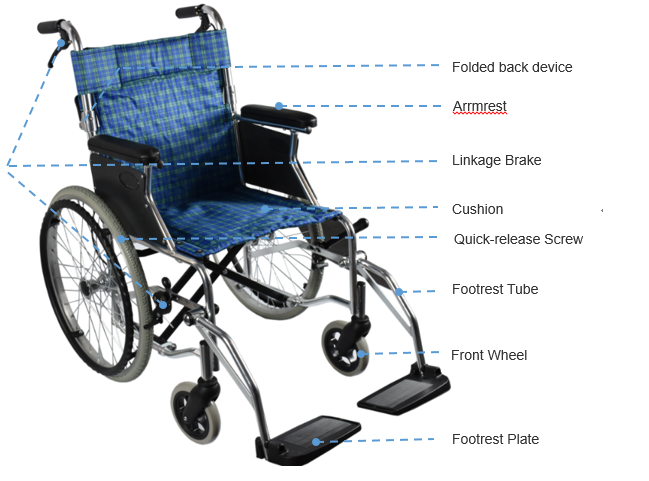 Aluminum Alloy Foldable 275.58lbs Manual Children Wheelchair