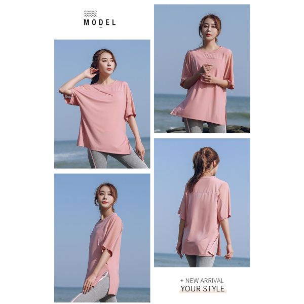 OEM ODM Womens Side Split T Shirt Athletic Activewear Soft fabric