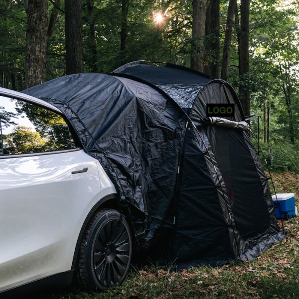 Black Waterproof Ripstop Polyester Fiberglass Tesla Camping Tent For Model Y Easy Setup And Enhanced Ventilation