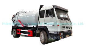Steyr Vacuum Sewage Suction Tanker Truck Tank 12500 (L) Carbon Steel Rhd or LHD with Pto Vacuum Pumps for Vacuum Suction Cesspool Sludge Sewer Waste