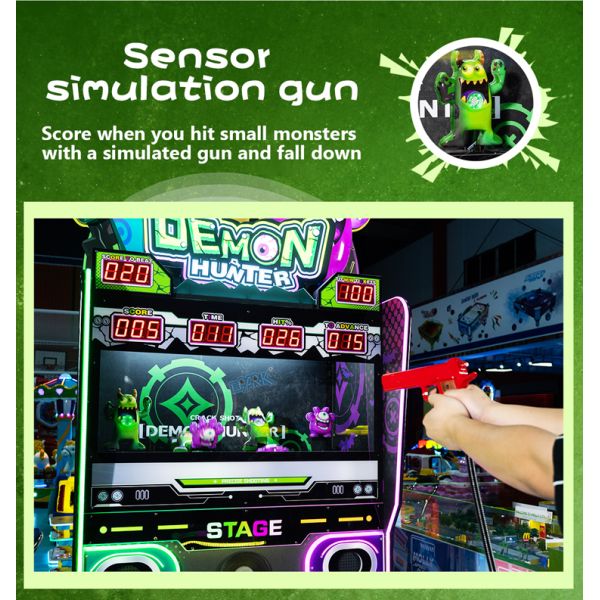 Coin Operated Indoor Play Equipment for Adults Children Shooting Game Demon Hunter
