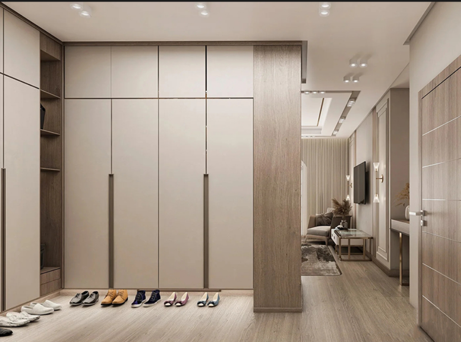 Bedroom Glass Door Wardrobe With Luxury Premium Walk In Closet With Shoes Rack
