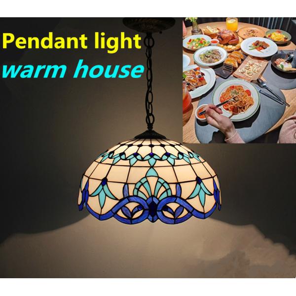 Retro Stain Pendant Light Stained Glass Victorian Hanging Light Glass Pendant Lamp For Dining Living Room Kitchen Study