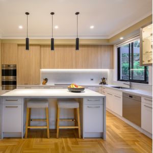 Cheap Grain Kitchen Cabinets Island White Melamine Modern Wood Kitchen Cabinets wholesale
