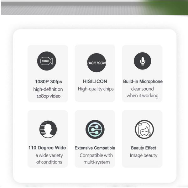 1080P HD Webcam 110 degree wide Computer WebCam Camera for Live Broadcast YouTube Video Recording Conferencing Meeting