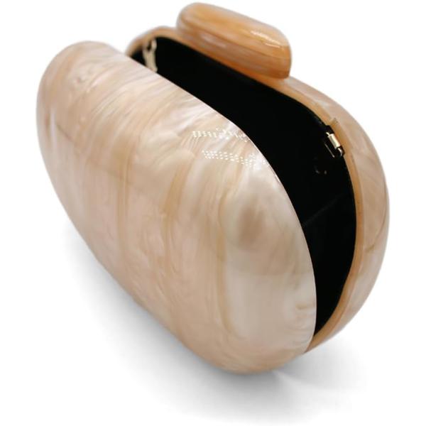 Acrylic Evening Clutch Bag for Women Shell Shape Shoulder Crossbody Bag Glitter Marble Purse Handbag