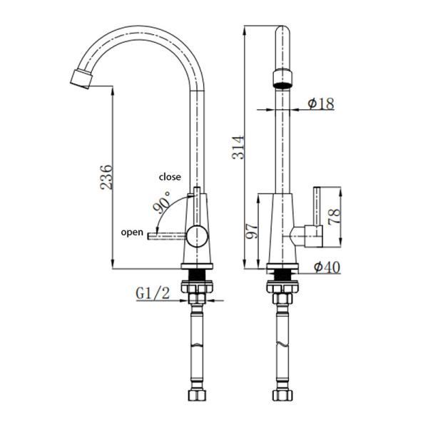 Pull Out Sus304 Stainless Steel Kitchen Faucet Brushed Polished
