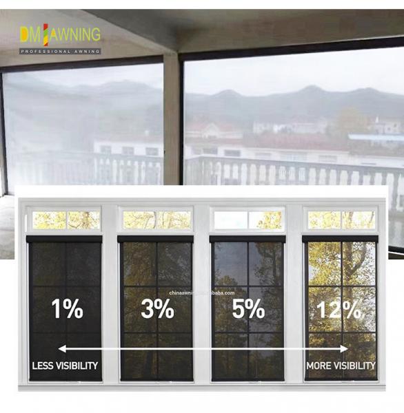 Aluminum Vertical Outdoor Sunscreen Roller Shades Room Zipper Track Shades