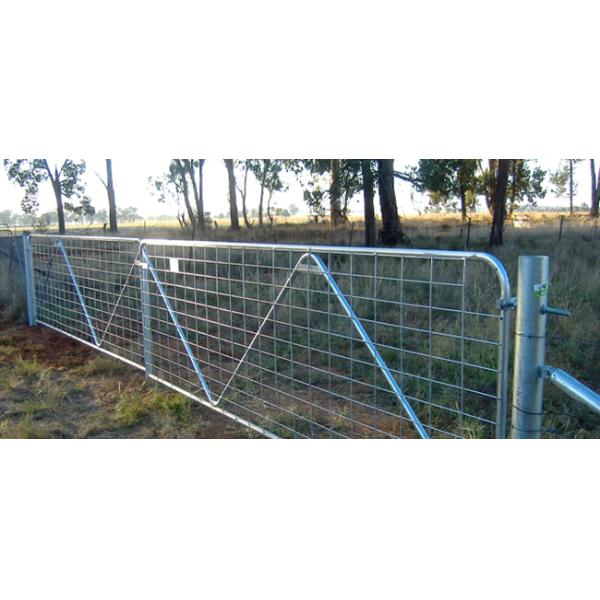Weather Resistant 10 Ft Metal Farm Gate , Wire Filled Steel Tube Farm Gates