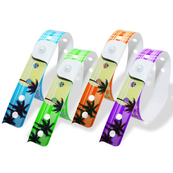Plastic Vinyl Personalised Event Wristbands Secure Elastic Reflective