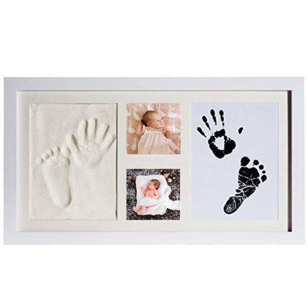 Wooden Baby Hand and Footprint Photo Frame Souvenir With Ink Pad