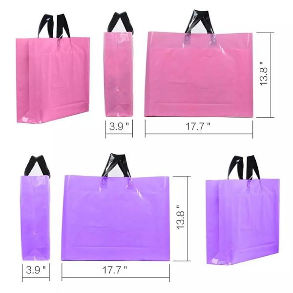Cloth Packaging, Apparel Bags, Merchandise Pink and Purple Thick Plastic PVC Gift Bags Retail Clothing Shopping Bags
