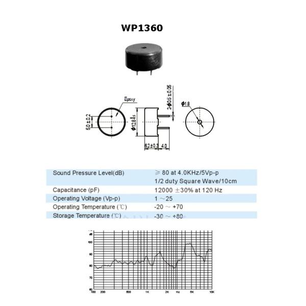 Stable Sound 13 * 6mm Mirco 12 Volt Piezo Buzzer Without Circuit Used for Home Appliance