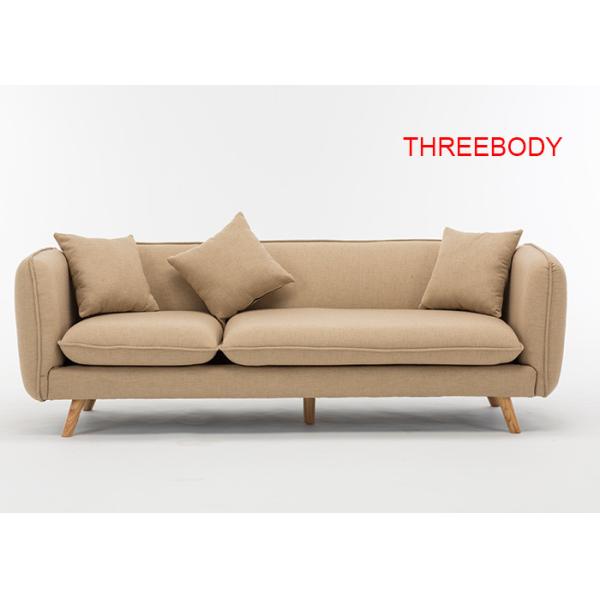 High Resilience Corner Sectional Couch , Khaki Living Room Fabric Sofas
