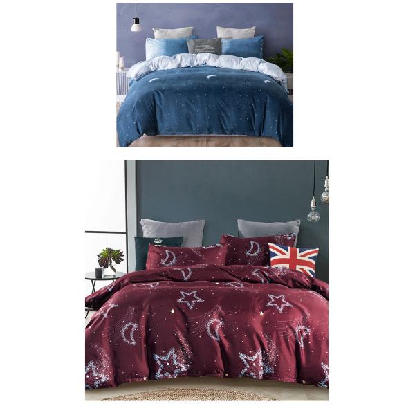 Constellation Printed Duvet Cover Pillowcase Bedding Set with Reactive Printed Dyeing