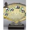 Traditional Personal  Metal Folding Fan , Handmade Panda Bamboo  Metal Chinese Fan for sale