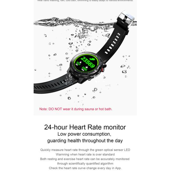 370mAh Mens Fitness Smartwatch 1.3" Full Touch Round Display