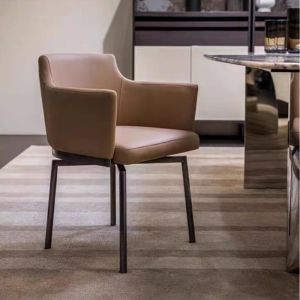 Cheap Functional Swivel Leather Dining Chair 560mm Width Upholstered Rolling wholesale