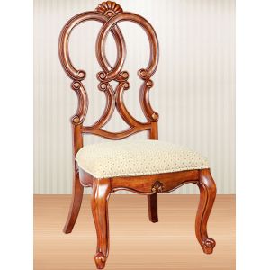 China OEM Luxury Hand Carved Antique Wooden Chair With Leather Seat on sale