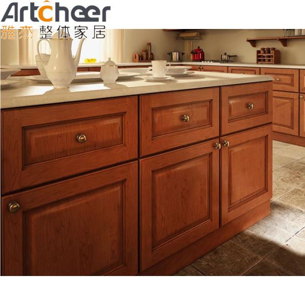Stylish and Durable Mahogany Kitchen Cabinets with Solid Wood Frame in Modern Style