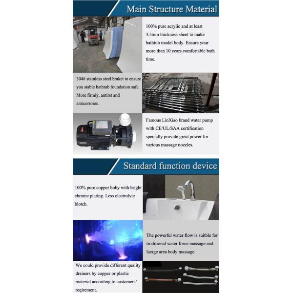 Outdoor Luxury Freestanding Hot Tub With Air Jets Acrylic White Portable