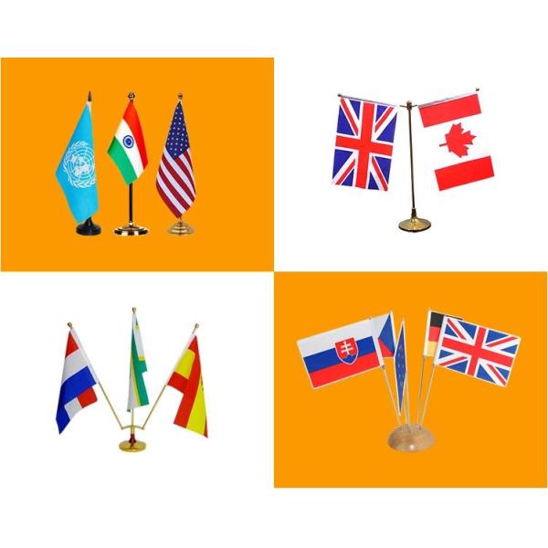 Personalised Mini Conference Table Flags Single Or Double Deck Feather American