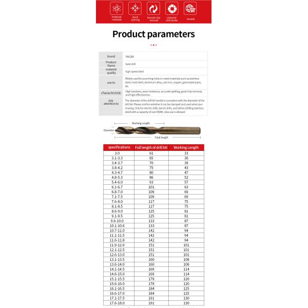 4mm 5mm CNC Drill Bits Cobalt 6mm 8mm Straight High Speed Drill Bit Set M35