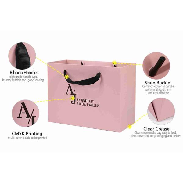 Eco friendly Pink Souvenir Shopping Bag wedding gift paper bags Custom Offset Printing