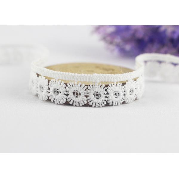 Flower Water Soluble Polyester Lace Trim , Milk Silk White Lace Ribbon By The Yard