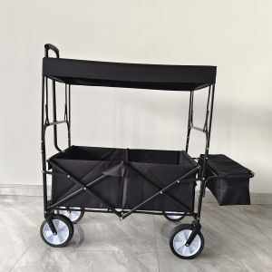 Collapsible Foldable Wagon With Removable Canopy Utility Folding Wagon With 360