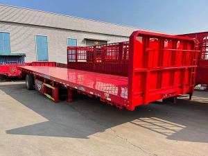Cheap Red 3X16T Flatbed Trailer Semi Truck 40ft Flatbed Semi Trailer For Bulk Cargo wholesale