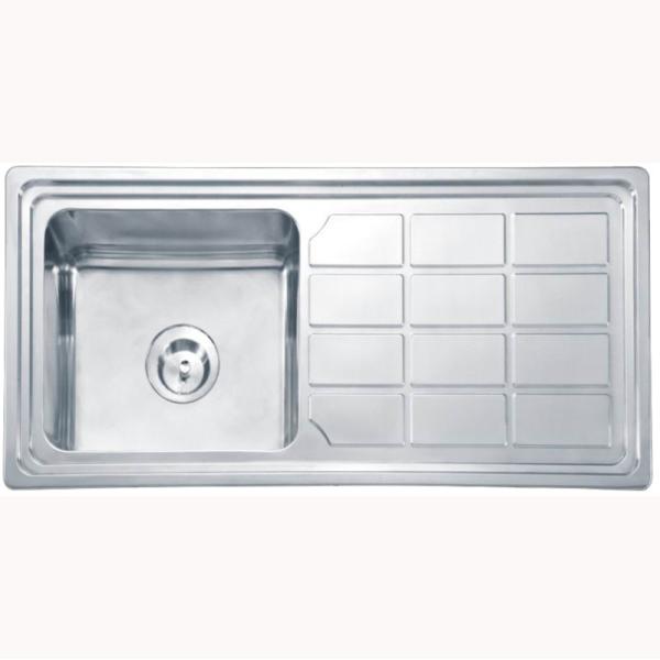 100*50cm Apartment Kitchen Top Mount Apron Sink With Squre Lattice Board