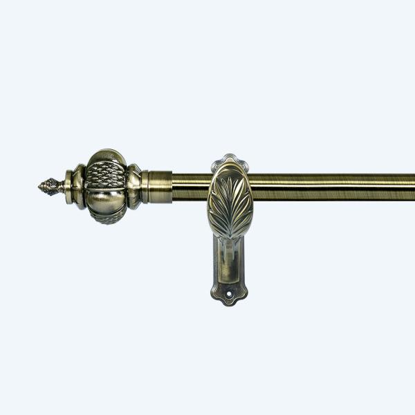 25MM Wholesale Anti-Brass Colored Curtain Rod Set Pole Classic Style Curtain Finials Accessories Metal Curtain Rods Sets