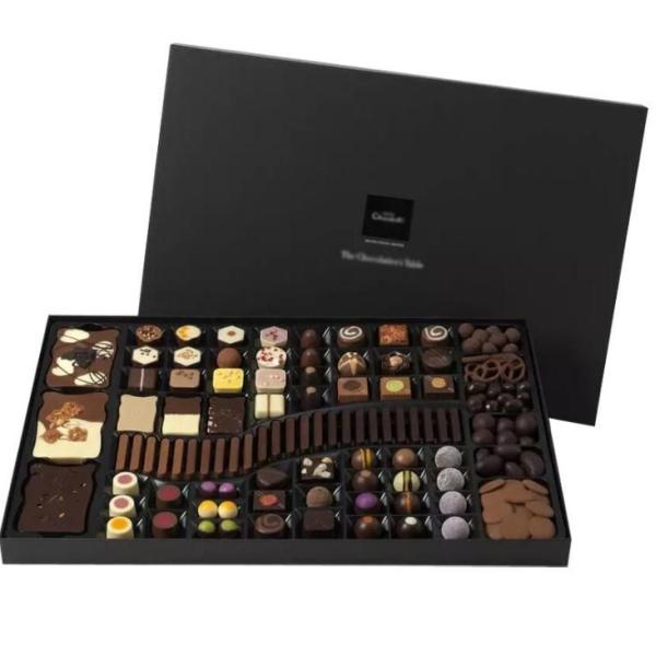 Cuotom Logo Black Art Paper Mounted Cardboard Carton Magnetic Packaging Boxes Double Drawer Type Assorted Food Chocolate Candy Box with Compartment