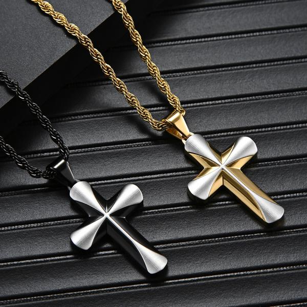 Jewelry Main Material Stainless Steel Bible Prayer Cross Pendant with Chain Necklace for Men Anniversary Occasion