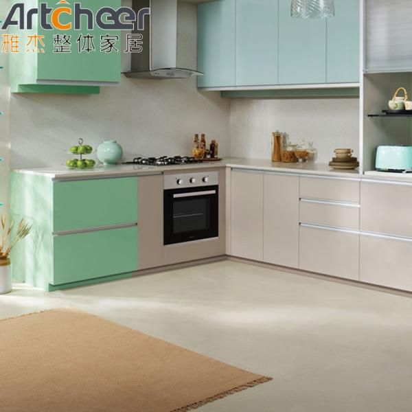 Modular Kitchen Cabinets with Laminated Bullnose Countertop Edging in Australian White