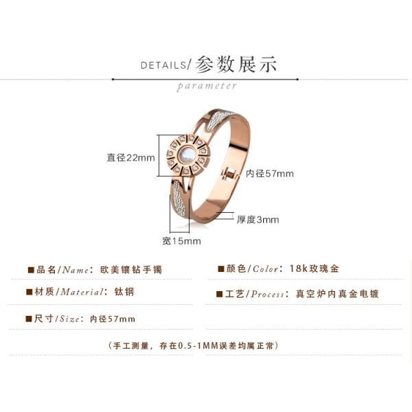 18K Gold Diamond CZ Inlay Luxury Brand Fine Jewelry Crystal Bracelet For Women Gift Stainless Steel Bracelet Bangle