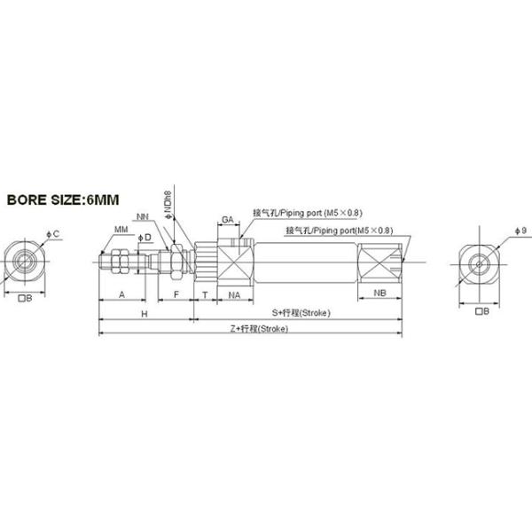 CJ2 Series Stainless Steel Mini Air Cylinder , Single Acting Spring Return Pneumatic Cylinder