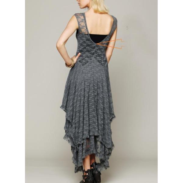 Oem Apparel Manufacturers Women'S Sleeveless Lace Floral Elegant Cocktail Dress Crew Neck Long Dress