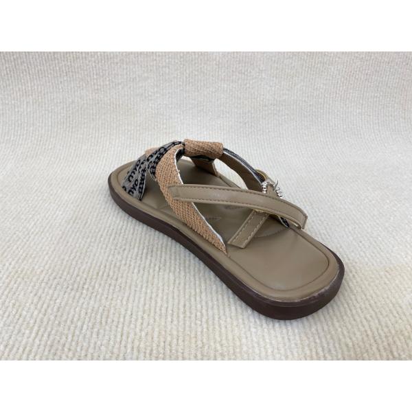 Khaki Weave Flat Open Toe Flip Flops Womens With Buckles In Summer