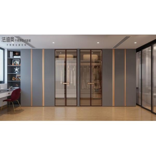 Fadior Custom Walk-In Closet Contemporary Design And Durability In Stainless Steel With Dressing Area