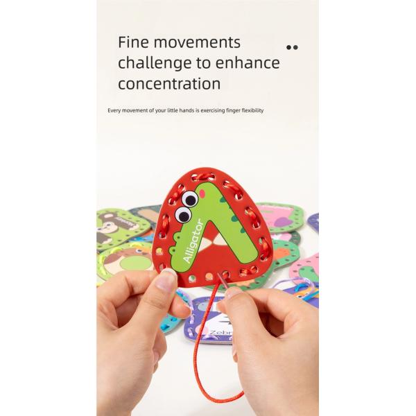 Double Sided Sewing Cards Imagination Development Lacing Toys Games for Children